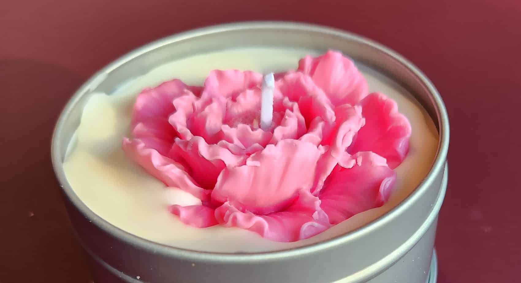 Peony-Topped Candle - Image 2