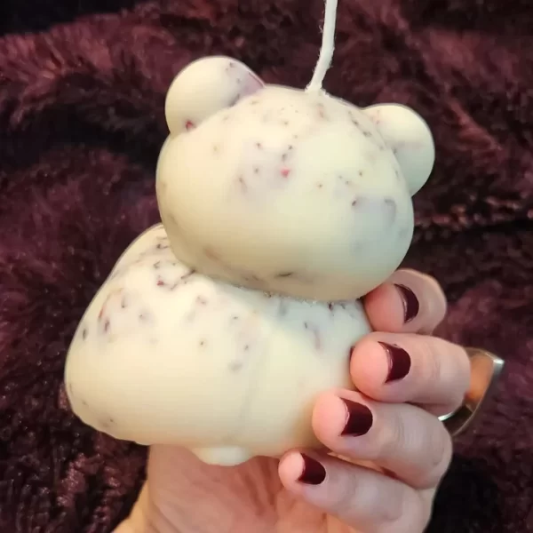 teddy bear candle back